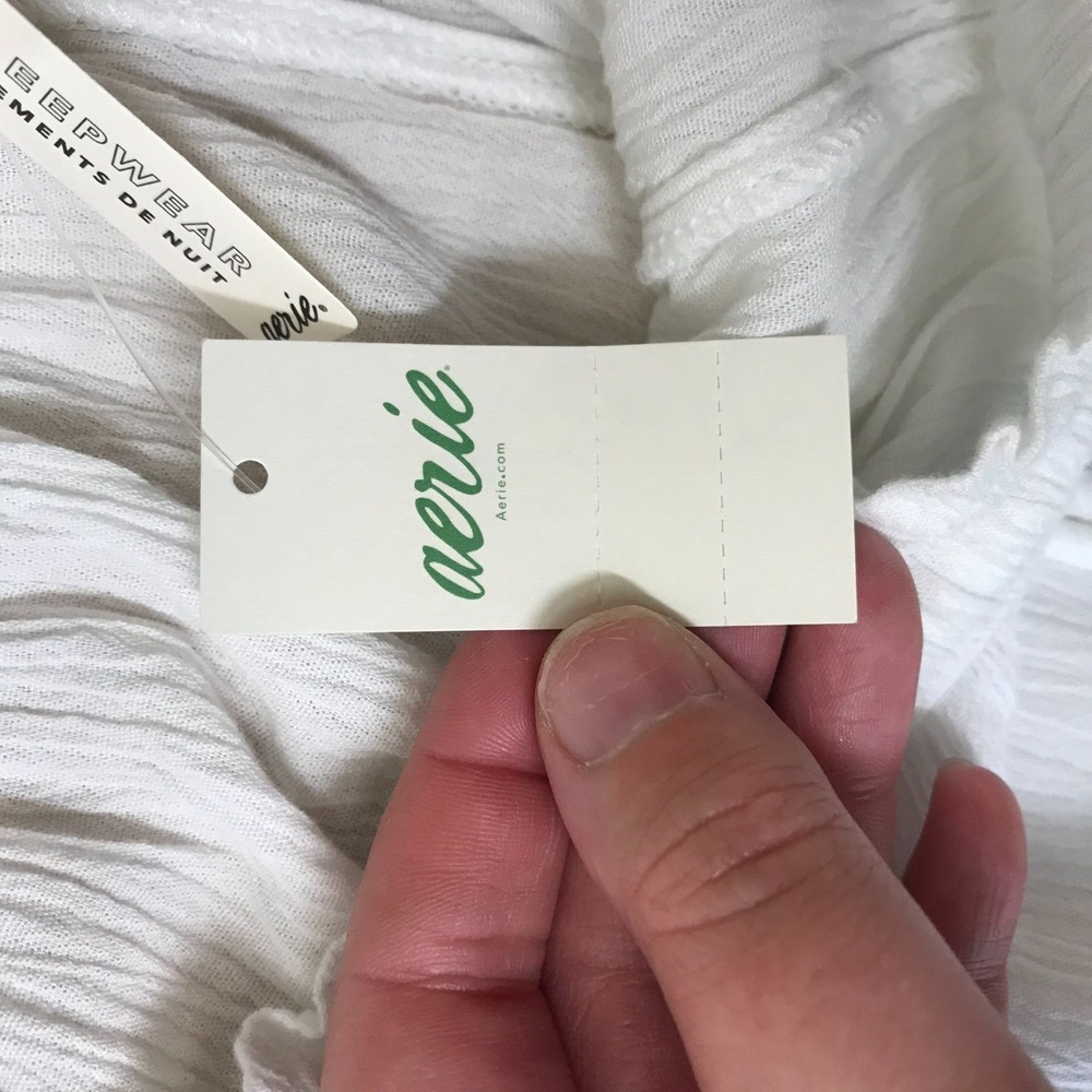 AERIE - WOMEN'S‎ LARGE - WHITE DRAWSTRING WAIST LACE DETAIL SLEEPWEAR SHORTS - Picture 9 of 11